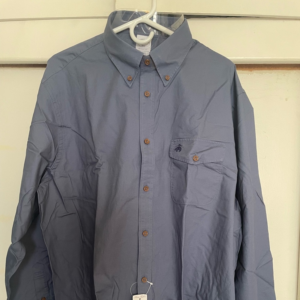 Brooks Brothers Regent Fit Men’s  Button Down Shirt 2XL/XXL Blue Cotton Logo